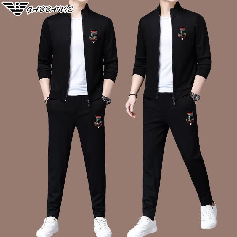 阿玛尼(ARMANI)意大利正品春秋款运动套装高端男装立领t恤长袖开衫两件套高端 十大奢侈品男装国际一线品牌AG_356长袖+长裤套装 M 165_建议105-125