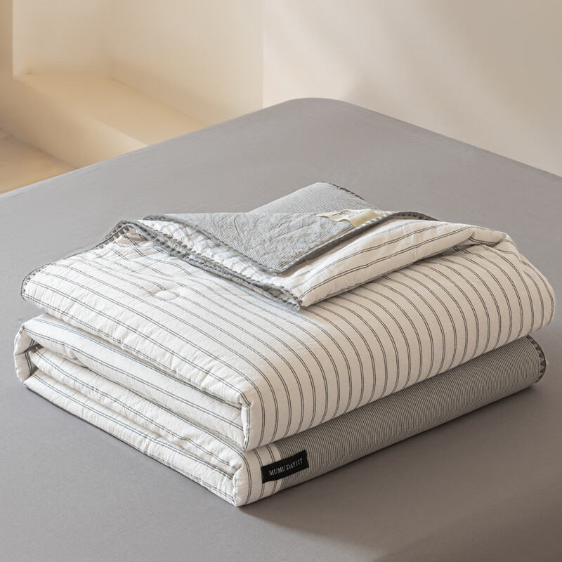ROLAND LIVE夏被全棉色织水洗棉大豆被亲肤透气夏季薄被子A类空调被四件套 LH全棉水洗棉大豆夏被-条纹双拼木棉 单夏被150*200cm