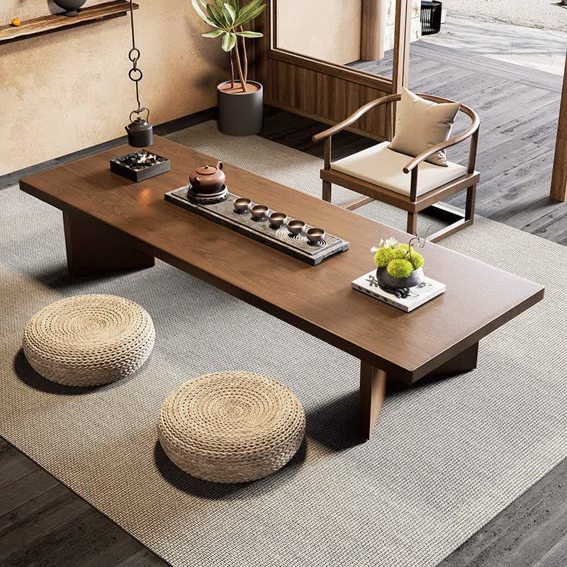 溥畔宋代美学茶桌禅意民宿接待喝茶飘窗矮款茶几 白蜡木茶桌：180x60x33x3cm