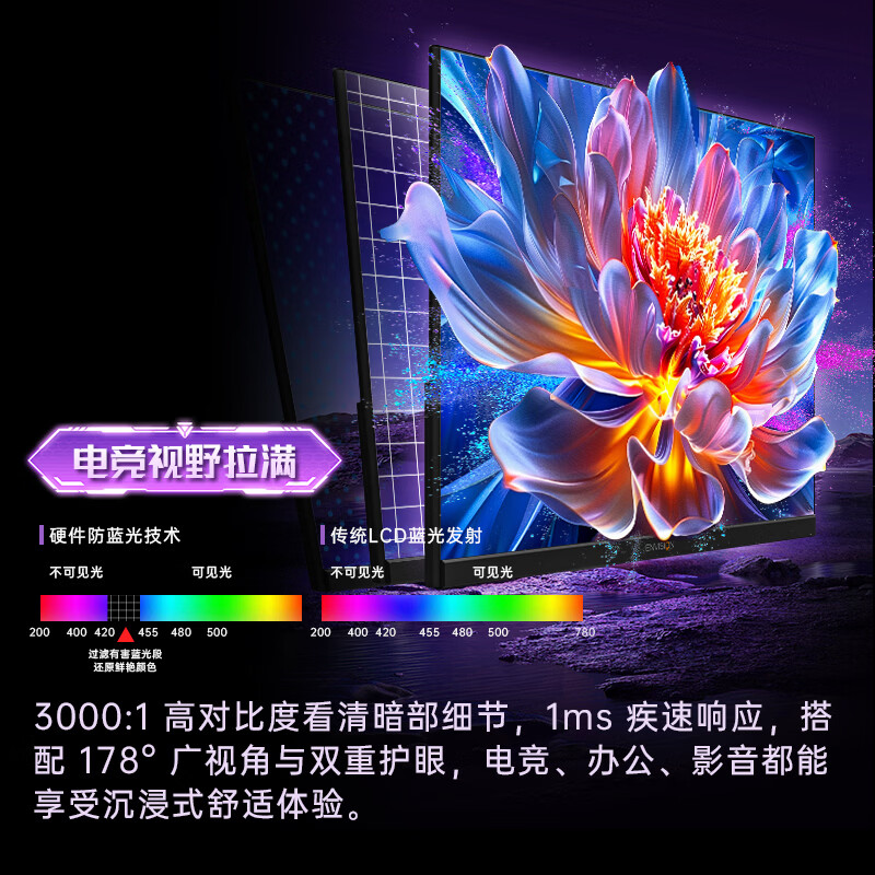 易美逊24.5寸 1K超高清240Hz VA 固定底座 电竞显示器笔记本屏幕 大屏 游戏娱乐 低蓝光 G2513Z24.5英寸240超高清电竞显示器 五年质保