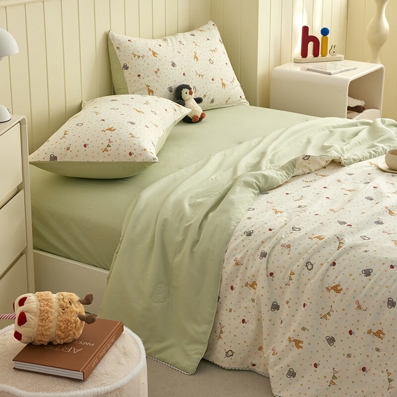 多喜爱棉花夏被空调被夏凉被可机洗夏季学生宿舍单人双人被子被芯 100%新疆棉芯夏薄被-萌动时光 152cm*218cm