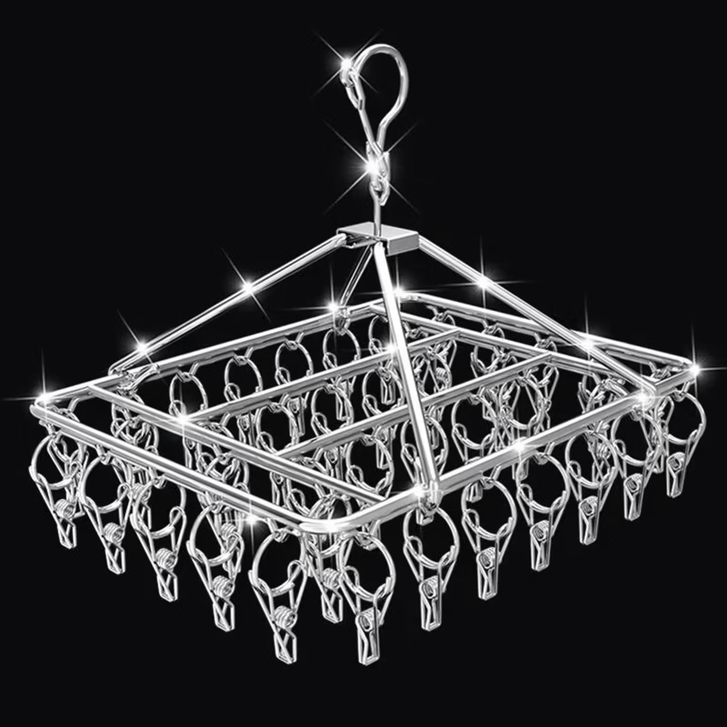 不锈钢晾衣架多夹子衣架家用晒衣服架防风袜架阳台宿舍多功能挂钩 30夹