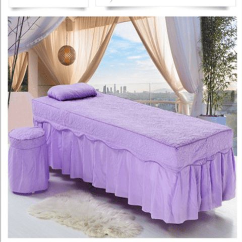 正圣轻奢风美容床罩美容院床笠款按摩理疗儿童医院专用床罩单件装 心相印浅紫色 方头单床罩+枕套 190cm*80cm