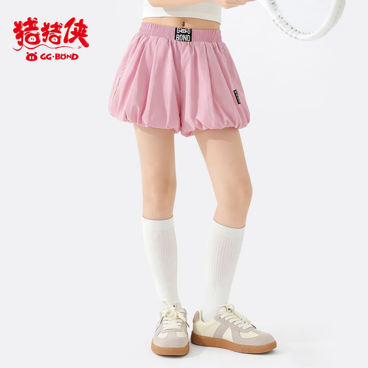 猪猪侠（GG·BOND）美式芭蕾风花苞蓬蓬短裤韩版仙气显高云朵裤百搭a字女防走光短裙 檀木黑 140
