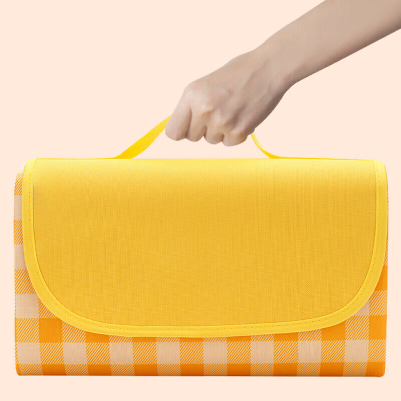 Makizaza户外运动天幕帐篷精致防晒便携野餐露营装备 野餐垫黄白格