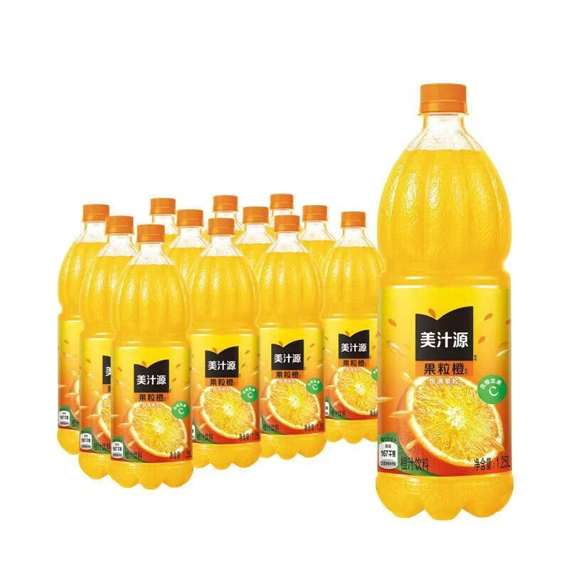 可口可乐果粒橙300ml 310ml 450ml 750ml 1.25L   橙汁 果汁饮料 小瓶大瓶 美汁源果粒橙1.25L 2瓶装【新老包装随机发】