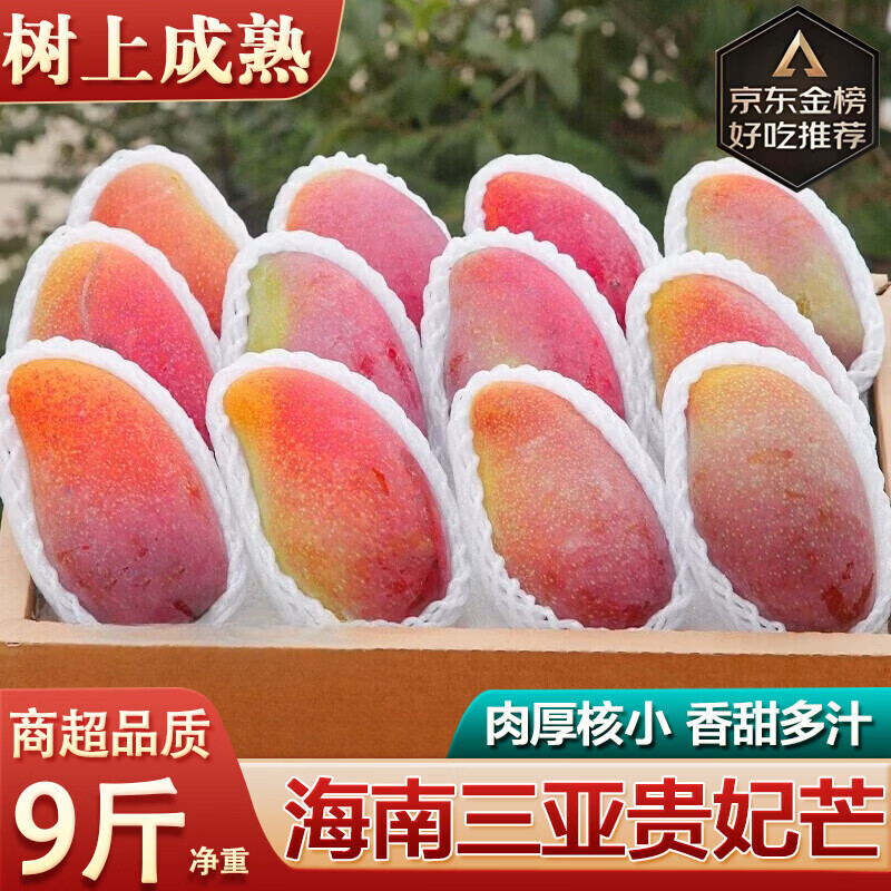 译优农正宗海南三亚贵妃芒果新鲜当季热带水果孕妇甜心芒特产礼物整箱 净重9斤中果【单果100g+】 京东折扣/优惠券