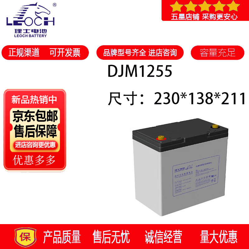 理士LEOCH理士蓄电池DJM1255铅酸密封免维护电梯用消防设备UPS电源12V55AH 理士蓄电池