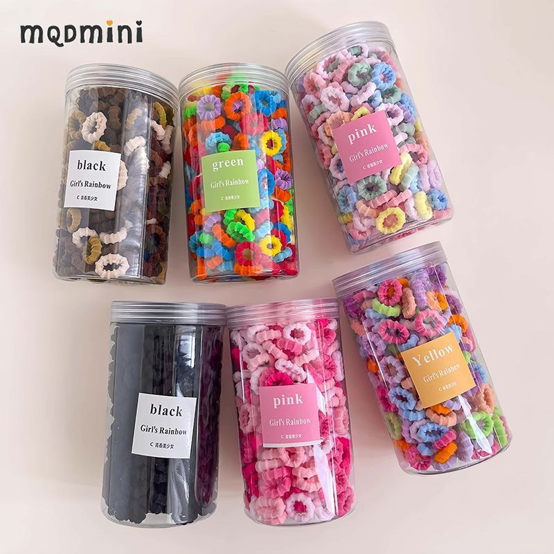 L小红书同款弹性糖果色AA 咖色+黑色(OP袋装400根) 儿童皮筋