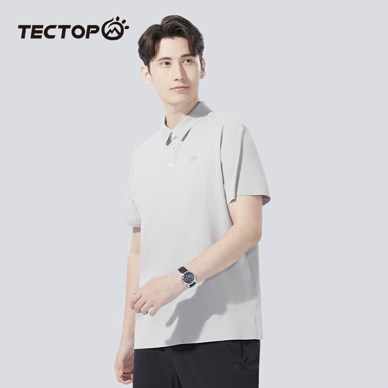 探拓(TECTOP)户外速干短袖POLO衫男春夏透气弹力运动吸汗打底衫商务休闲T恤男 玉頩色【polo衫T恤 XL