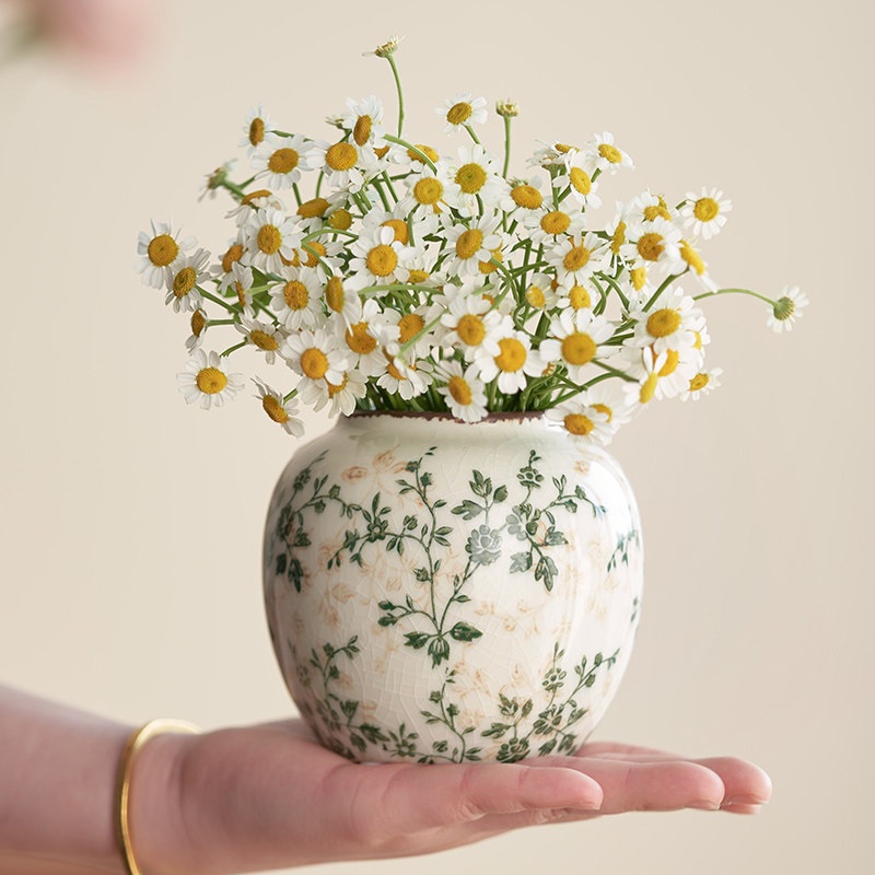 咏幻繁花陶瓷花瓶迷你型复古水养绿萝植物鲜花插花小摆件客厅美式乡村 全系列带版权（勿拍） 中等