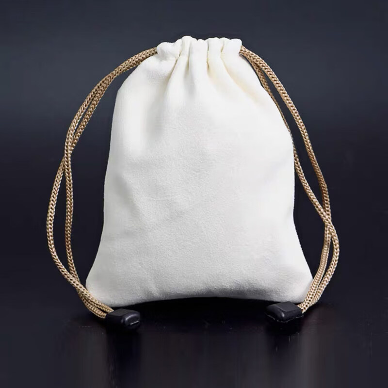 麂皮文玩手套鹿皮盘珠袋文玩袋子星月菩提紫檀金刚包浆 印红花 大号 约17x21CM