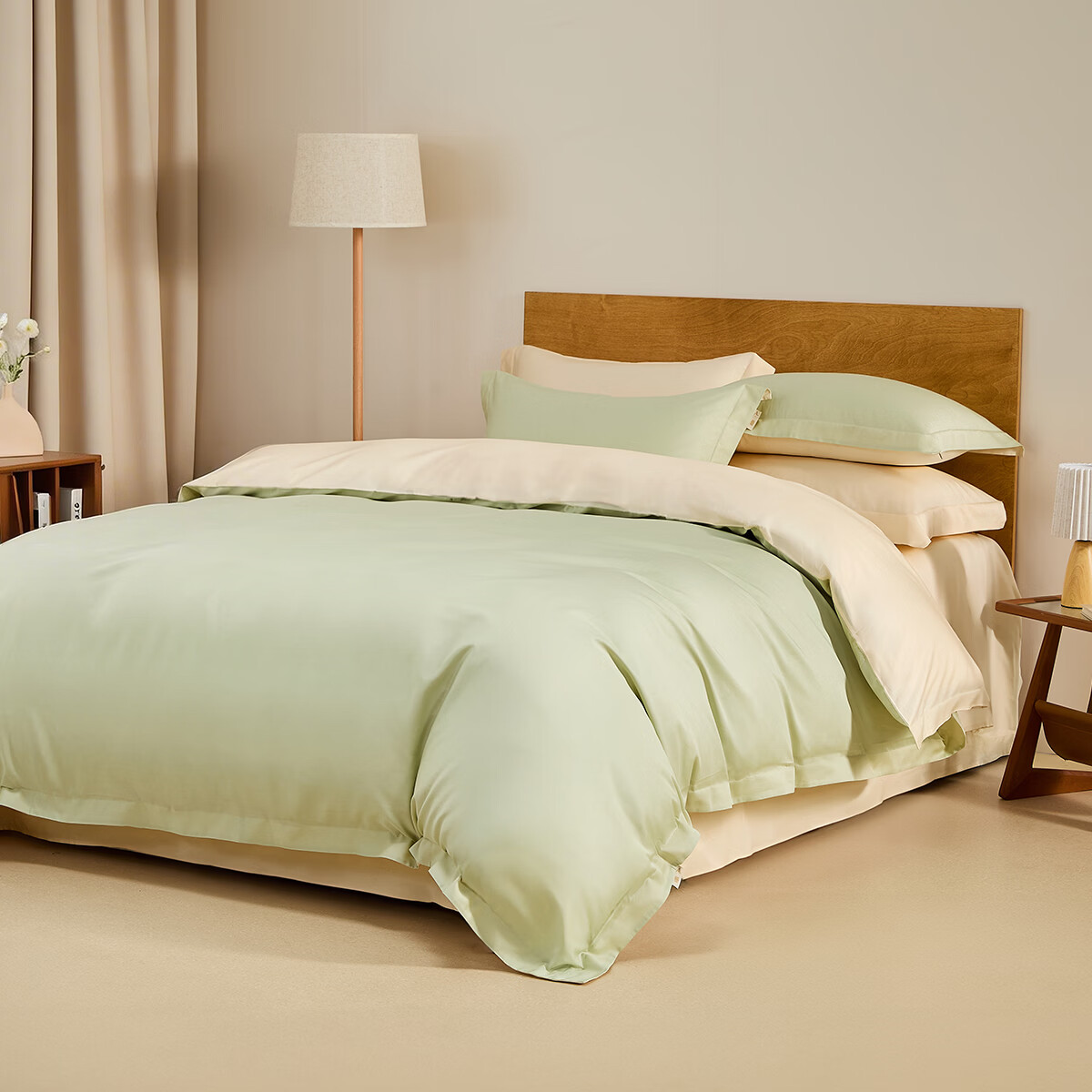 水星家纺四件套床上A类天丝™棉凉感莱赛尔被套枕套床单26年新款套件 南法·云肤之梦(芹菜色) 床单款 （被套150*210cm）