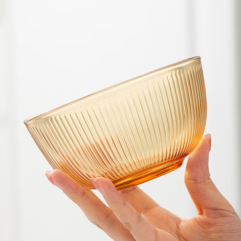 安买 高硼硅耐热玻璃碗2件套 5英寸饭碗汤碗 耐高温可微波水果碗S1240