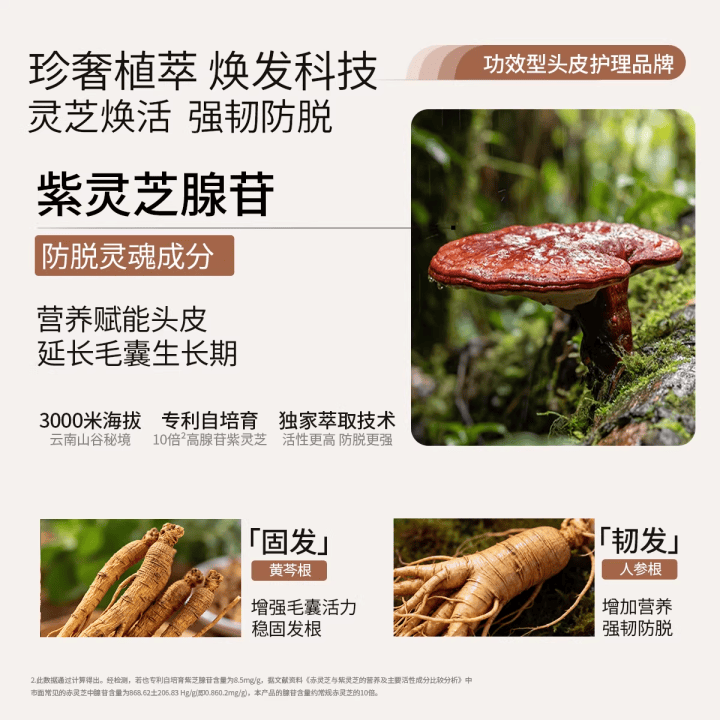 roye灵芝防脱洗发水防断固发赋能洗发液无硅油焕活毛囊丰盈强韧洗发露 【持证防脱 灵芝萃取】防脱洗发液208ml