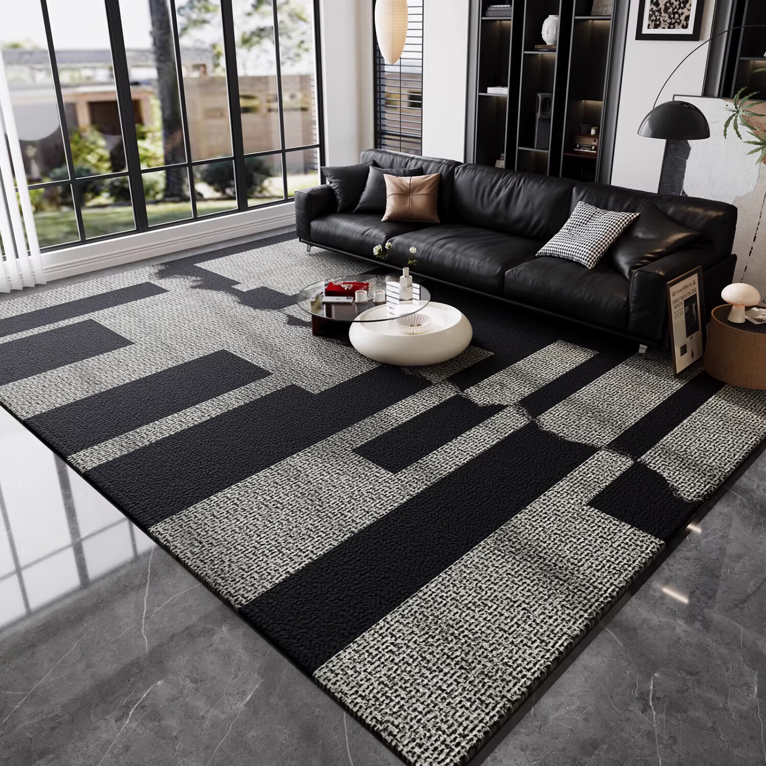 KAYE地毯客厅轻奢高级感卧室床边毯沙发茶几毯免洗可擦满铺地垫子定制 QR-K冬耀-01 120x160 cm