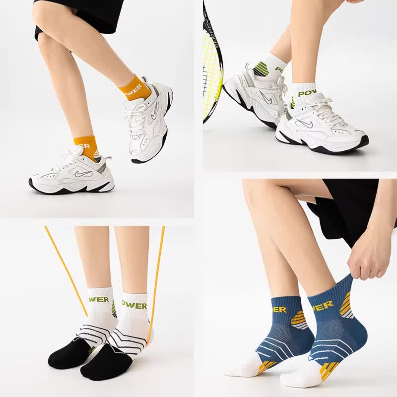 本曲袜子男士中筒春夏季纯棉运动潮防臭吸汗中祙青少年祙孑男生篮球袜 038中筒-混色5双装 均码 【颜色可选-拍下留言】