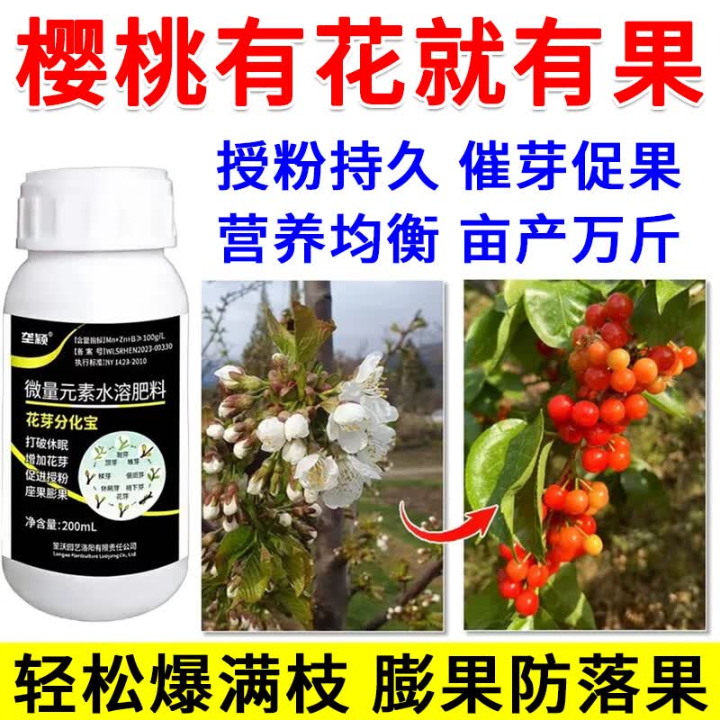 垄颖大樱桃授粉专用肥催花授粉猛坐果樱桃果大果甜坐果免点花提升坐果 200ml【1瓶】