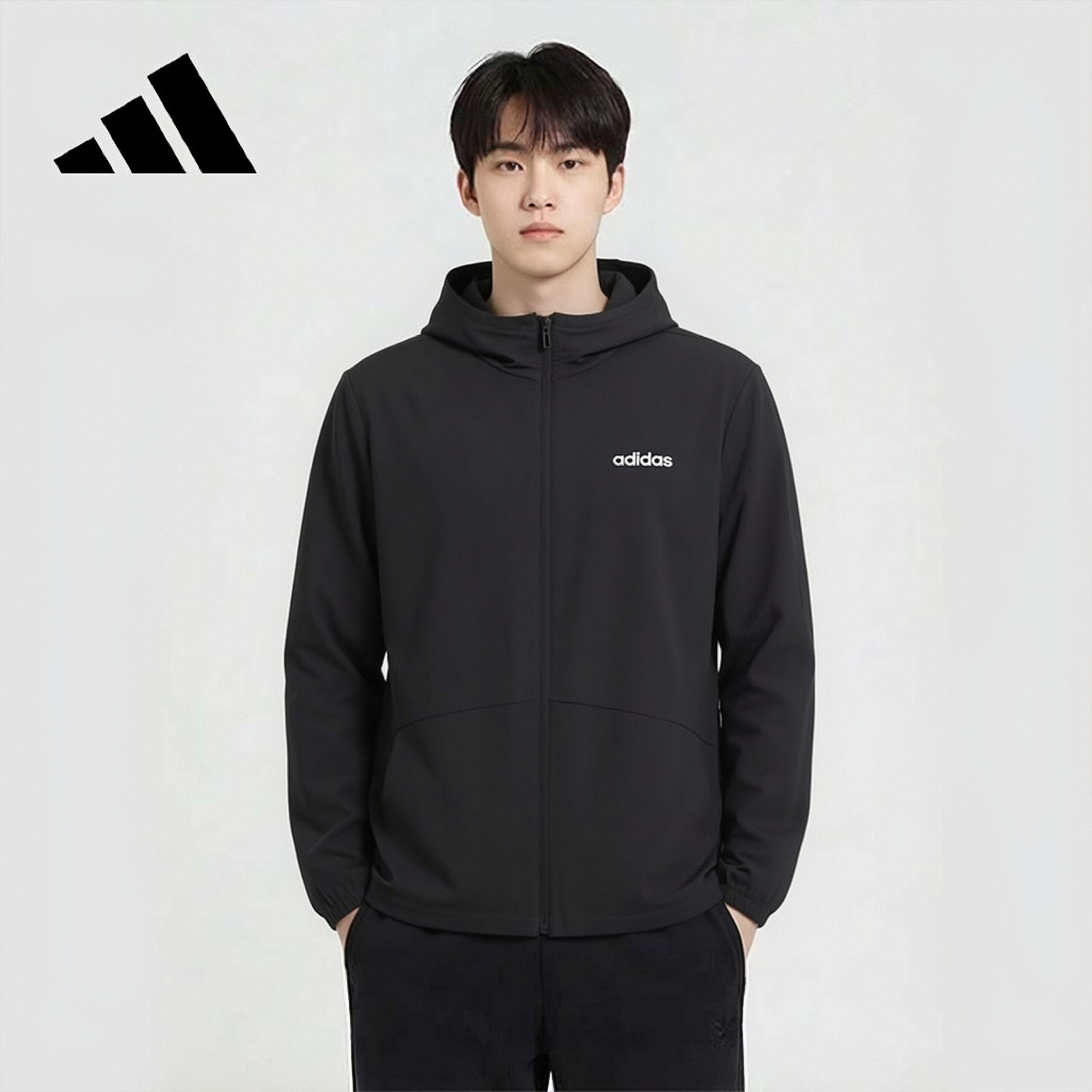 阿迪达斯（adidas）男女款防风户外运动跑步梭织连帽夹克JN8451