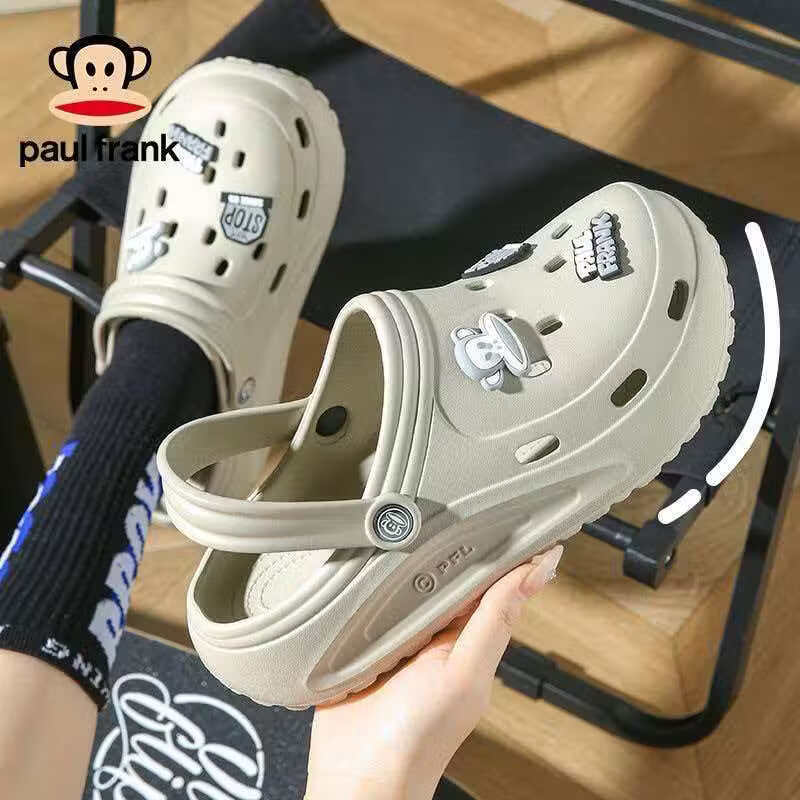 大嘴猴（paul frank）洞洞鞋男款防滑eva材质厚底踩屎感超软可外穿拖鞋女 奶灰色 40-41