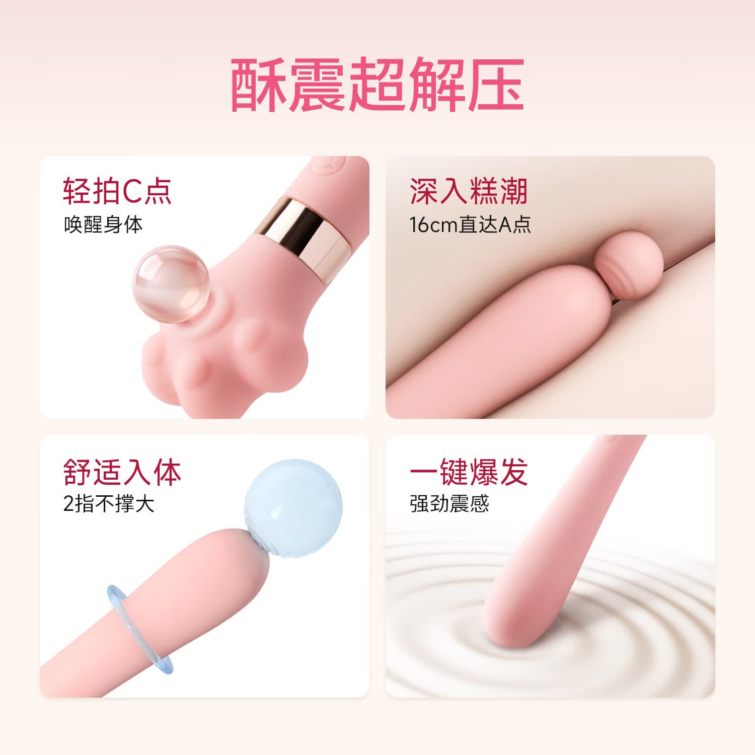 H CANDIA喵喵糖双头震动棒女用阴道玩具拍打阴蒂乳头激震G点自慰秒潮神器 喵喵糖+4D玻尿酸润滑液润护礼包