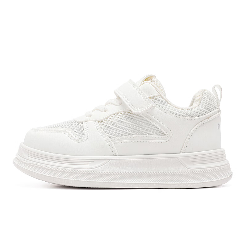 巴布豆（BOBDOG）童鞋男童夏季百搭单网休闲鞋2026校园小白鞋儿童板鞋女跑鞋 白色 30 适合脚长17.6cm