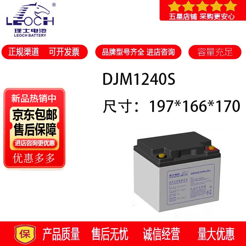 理士LEOCH理士蓄电池DJM1240S铅酸密封免维护电梯用消防设备UPS电源12V40AH 理士蓄电池