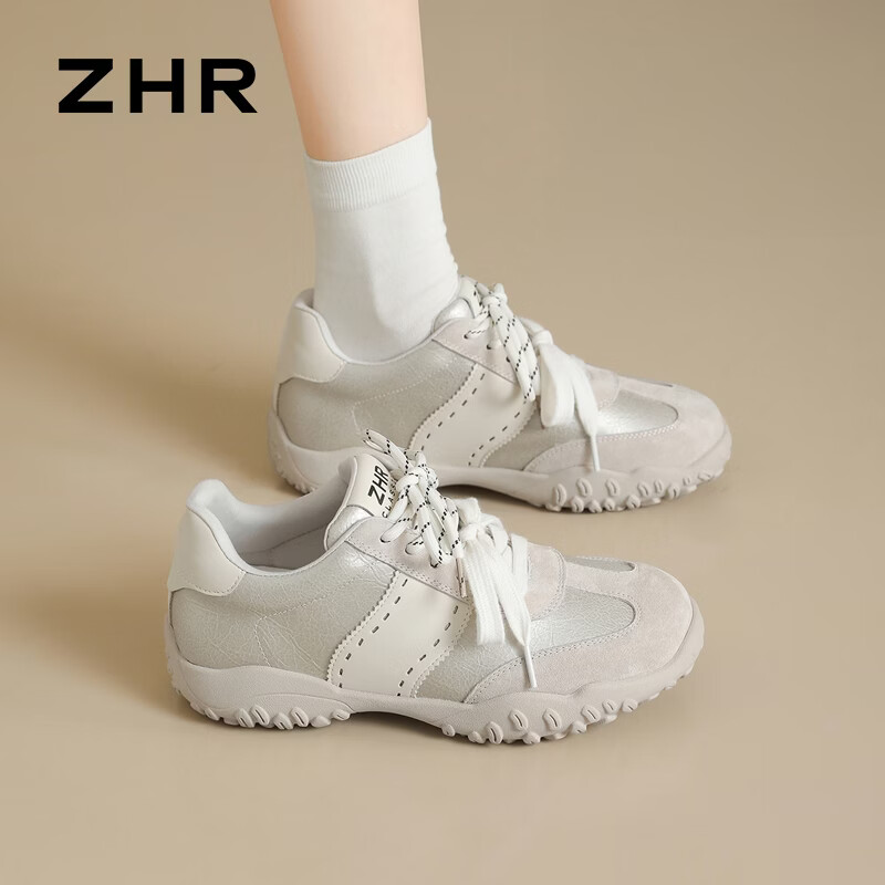 ZHR则则德训鞋女户外透气软底运动鞋子女时尚百搭休闲女鞋 米色 37