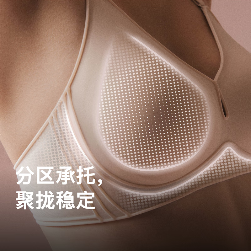 NEIWAI内外3D微笑软支撑文胸内衣女无钢圈胸罩聚拢不空杯透气礼物 长三角杯 淡粉肤（B-D杯） M