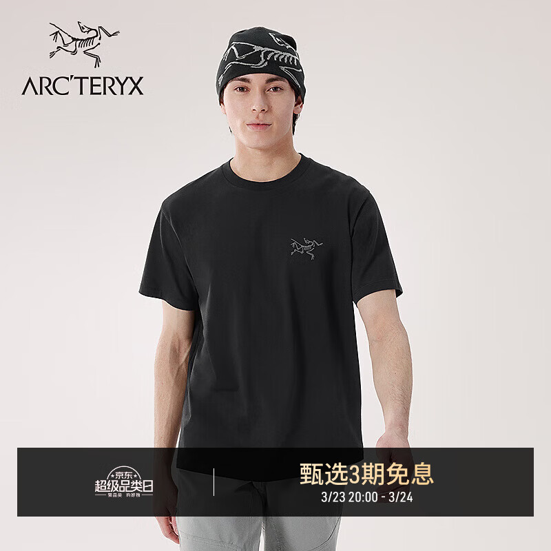 ARC'TERYX始祖鸟 KRAGG SL COTTON SS 透气 男子 棉质短袖T恤 BLACK/黑色 L