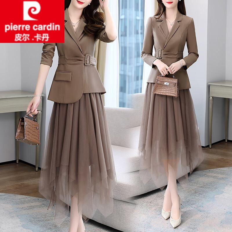 职业西装套装女2024春秋新款时尚气质女神范网纱半身裙套装女装秋卡 