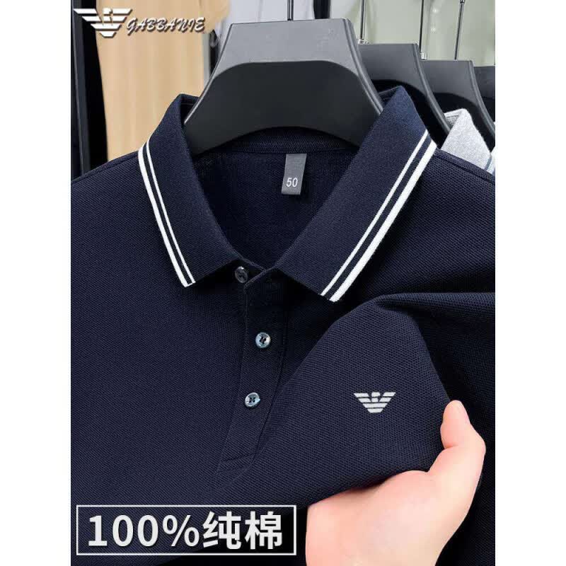 阿玛尼（ARMANI）意大利正品纯棉翻领短袖t恤夏季男士高端商务休闲polo衫上衣高端 十大奢侈品男装国际一线品牌白色 2XL 54__【建议155-170斤】