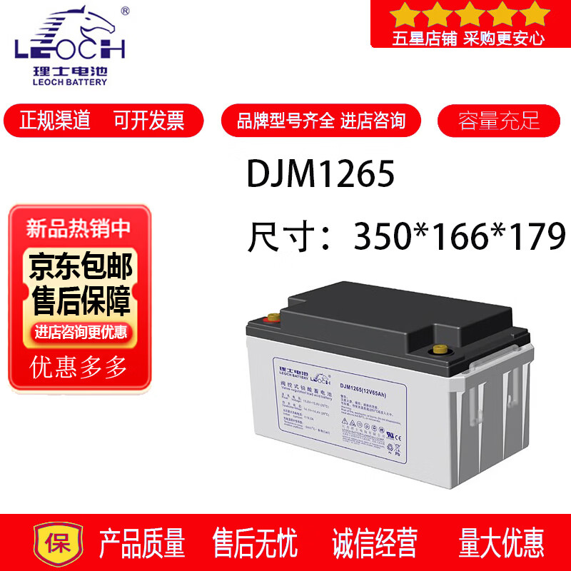 理士LEOCH理士蓄电池DJM1265S铅酸密封免维护电梯用消防设备UPS电源12V65AH 理士蓄电池