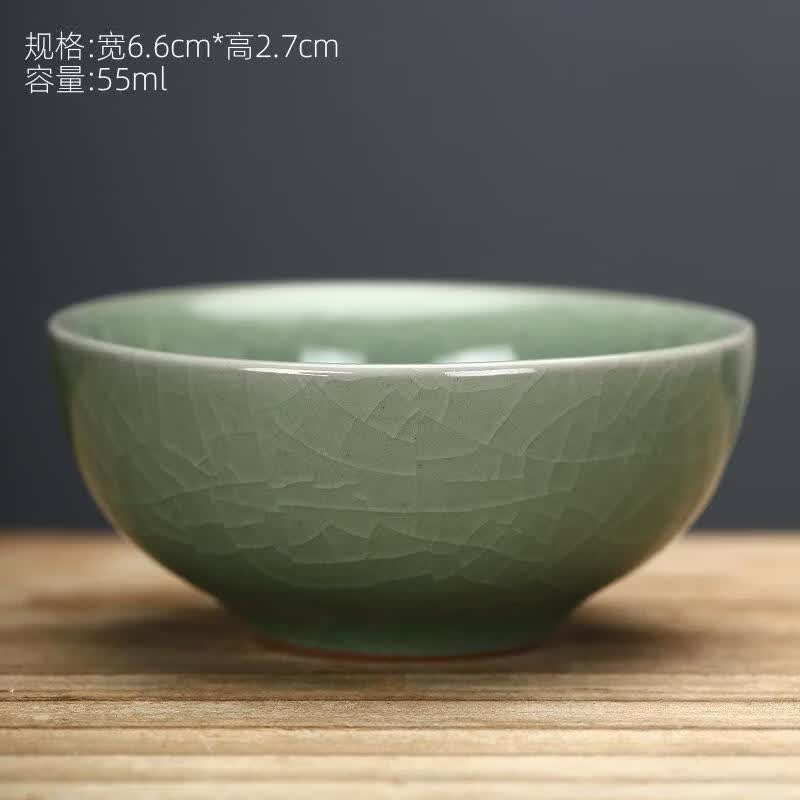 壹加壹汝窑主人杯可养品茗杯开片茶盏茶碗陶瓷功夫茶具汝瓷茶杯商 55ml 哥窑碗型杯()