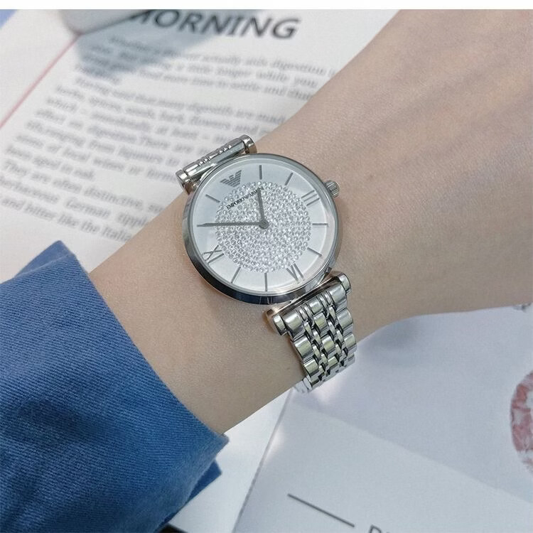 阿玛尼（ARMANI）Armani阿玛尼满天星系列手表女士腕表优雅轻奢送女友礼物AR11244 银色AR11445（质保10年）