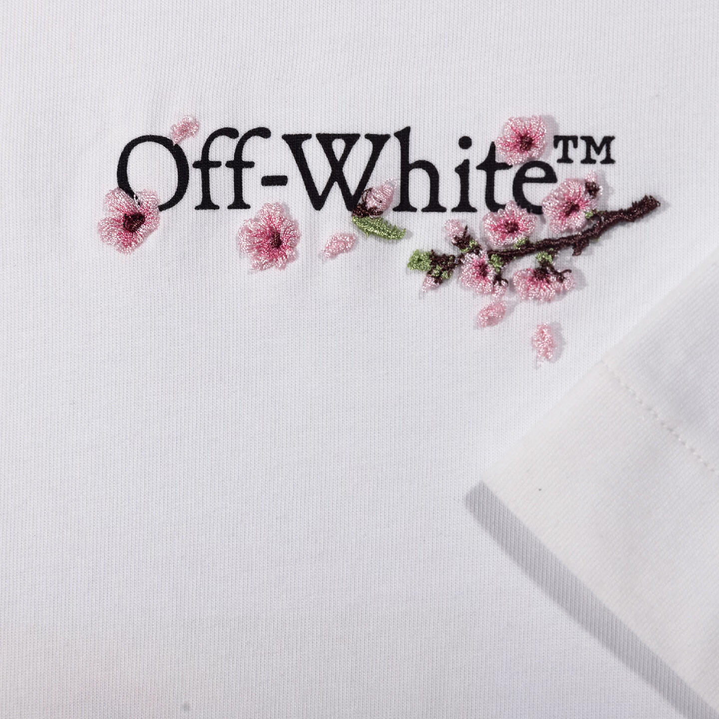 OFF WHITE™情侣装新款双箭头装饰短袖T恤男士高端纯棉短袖衣服女上衣樱花 白色 L
