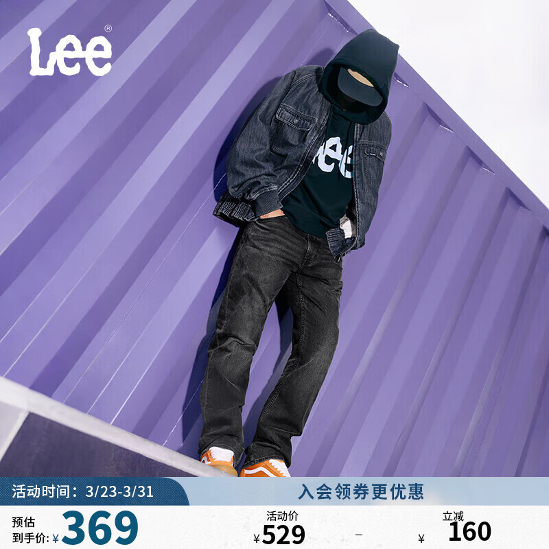 Lee25秋冬新726标准中腰直筒五袋款黑灰色男牛仔裤 黑灰色  32 