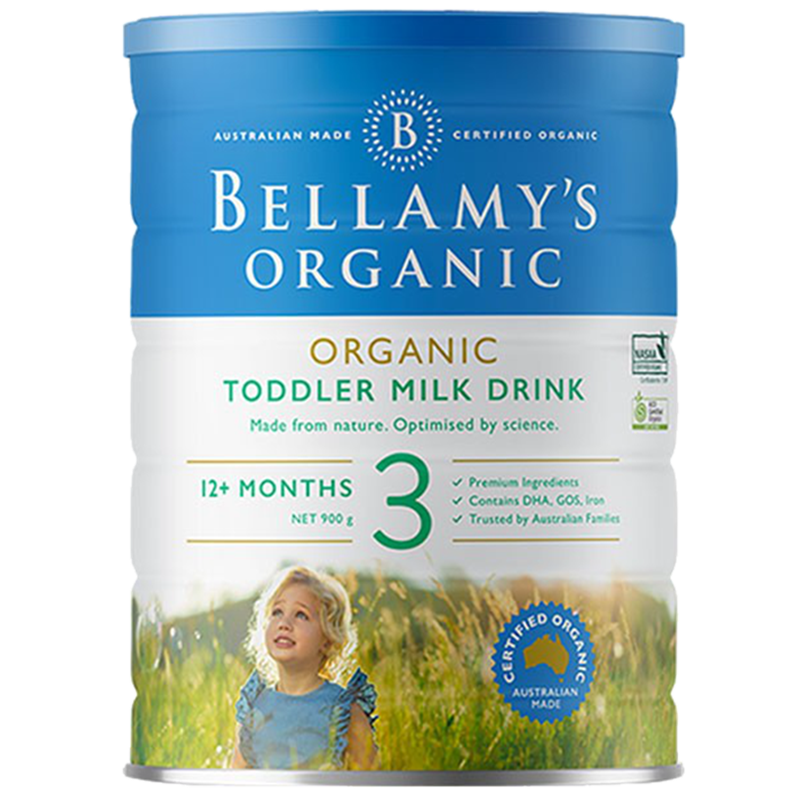 【品牌直供】Bellamy\x27s 贝拉经典版有机A2婴幼儿配方牛奶粉 澳洲原装进口 经典版有机3段(12月以上) 900g