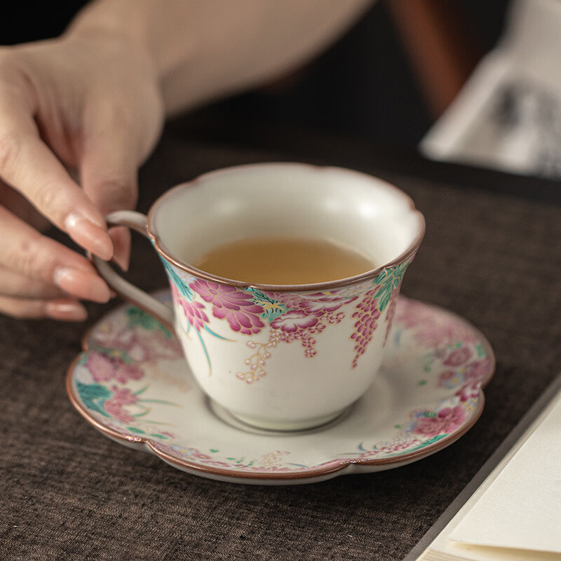 猪油冻汝窑小花园咖啡杯碟套组居家办公下午茶陶瓷杯送女生伴手礼 小花园-咖啡杯【礼盒装】 150ml