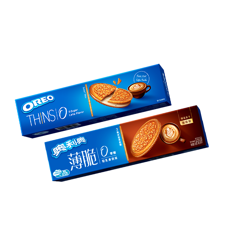 奥利奥（Oreo）0糖薄脆饼干轻乳拿铁咖啡味夹心饼干95g 零食早餐骄阳心动礼包