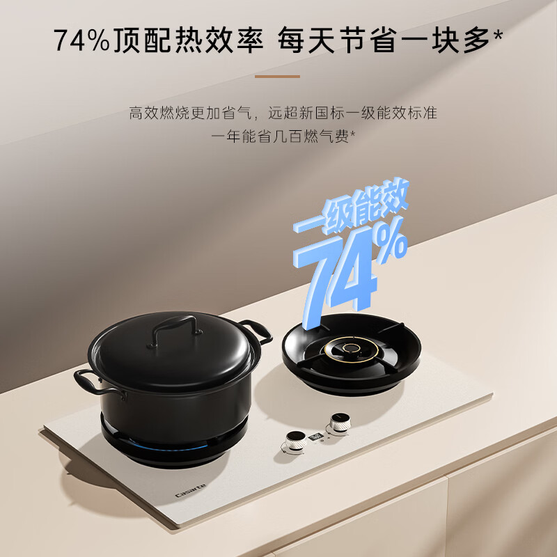 卡萨帝(Casarte)小炫风天然气燃气灶双灶 家用节能台嵌两用 嵌入式煤气灶灶台 74%热效 5.2kw猛火定时 可调节z7白