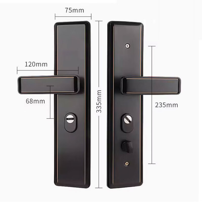 云航防盗门锁套装免费上门安装家用通用大门锁超C级锁芯不锈钢门把手 非洲黑不锈钢防盗门锁把手