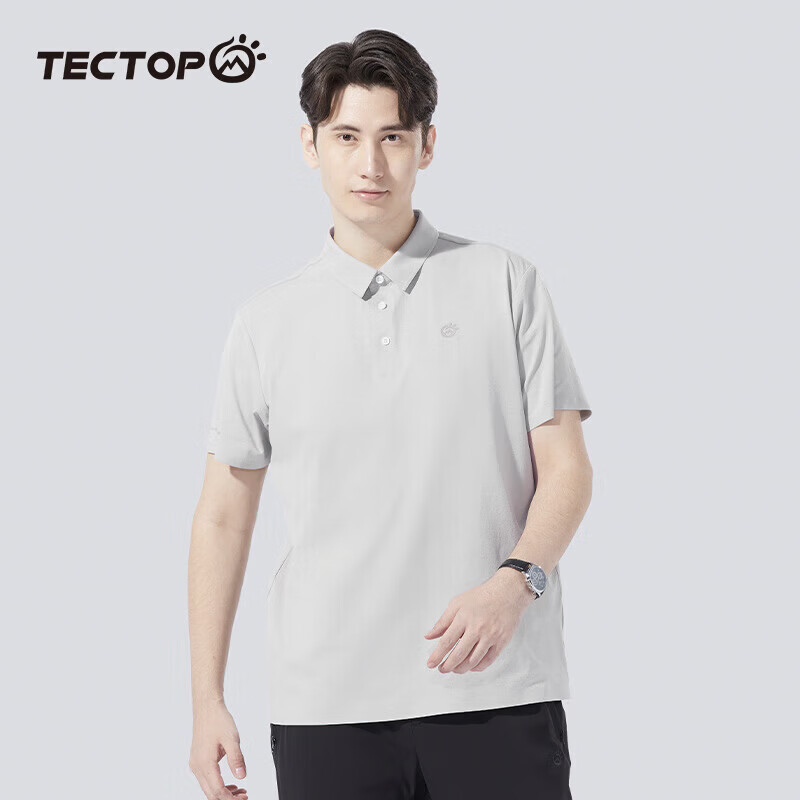 探拓(TECTOP)户外速干短袖POLO衫男春夏透气弹力运动吸汗打底衫商务休闲T恤男 玉頩色【polo衫T恤 XL