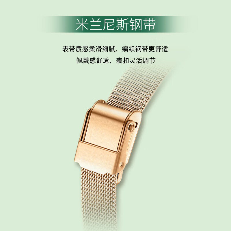 TELENSOSU 力梭品牌女士手表女生小绿表轻奢小众手表女款情人节生日礼物 绿面网带 【橙意满满礼盒】