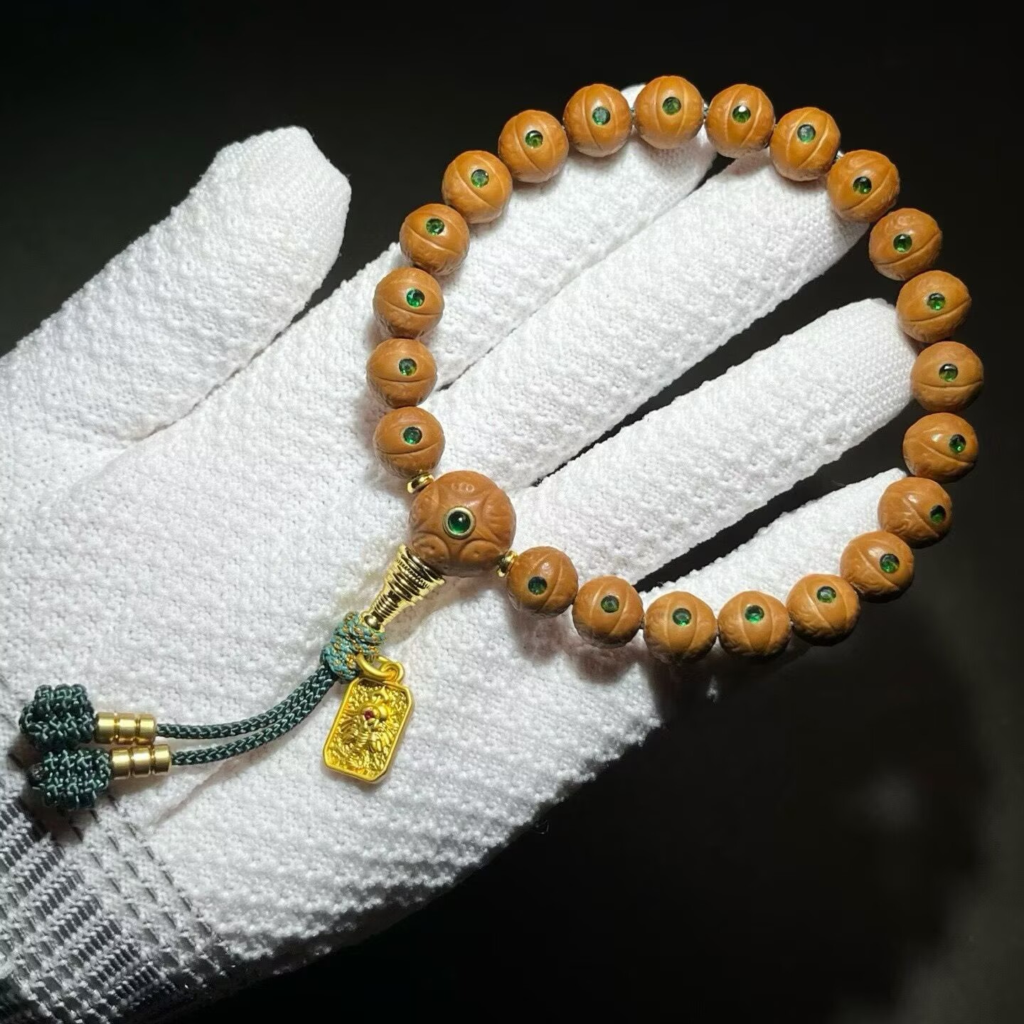 猴头精雕凤眼·小绿手串手链精挑猴头菩提雕刻而成0.9+mm/22+1颗