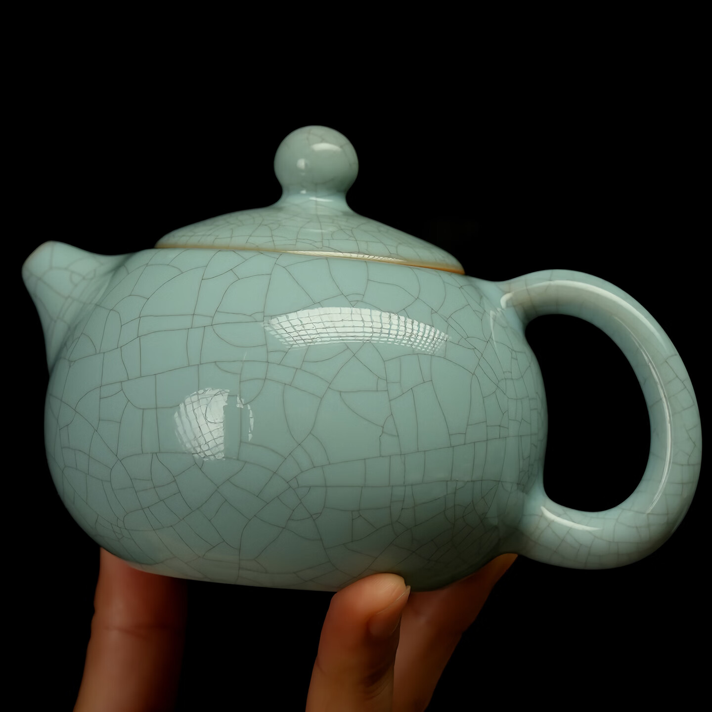 汝誉天下汝窑茶具茶壶西施壶井栏壶石瓢壶汝州汝瓷天青色冰裂纹茶具套装 西施壶1壶二杯 220ml