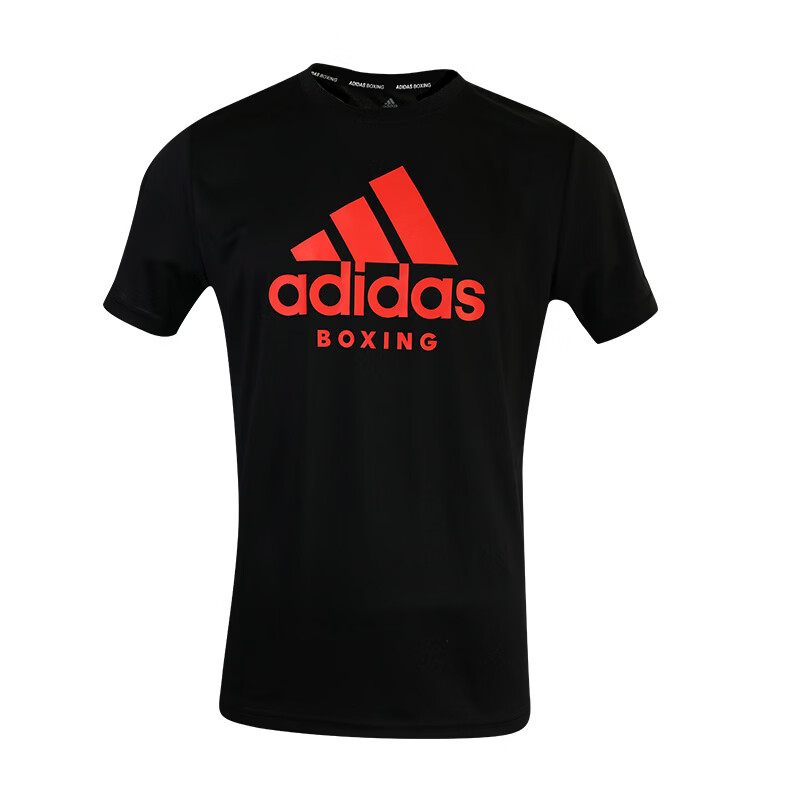 阿迪达斯（adidas）男款圆领透气舒适百搭户外运动休闲短袖ADICTB-BR 黑/红 XL