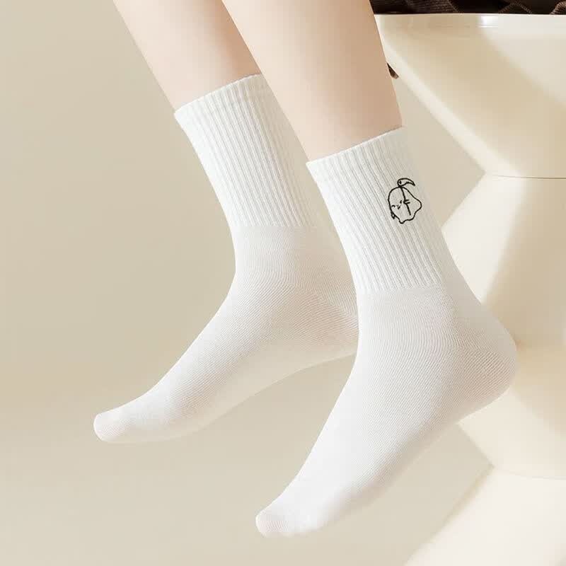 雅鹿袜子女中筒袜白色春夏款卡通长袜透气吸汗防臭抑菌学生休闲百搭袜 五色各二【10双】 均码 雅鹿 10A抑菌/高弹透气/抗起球