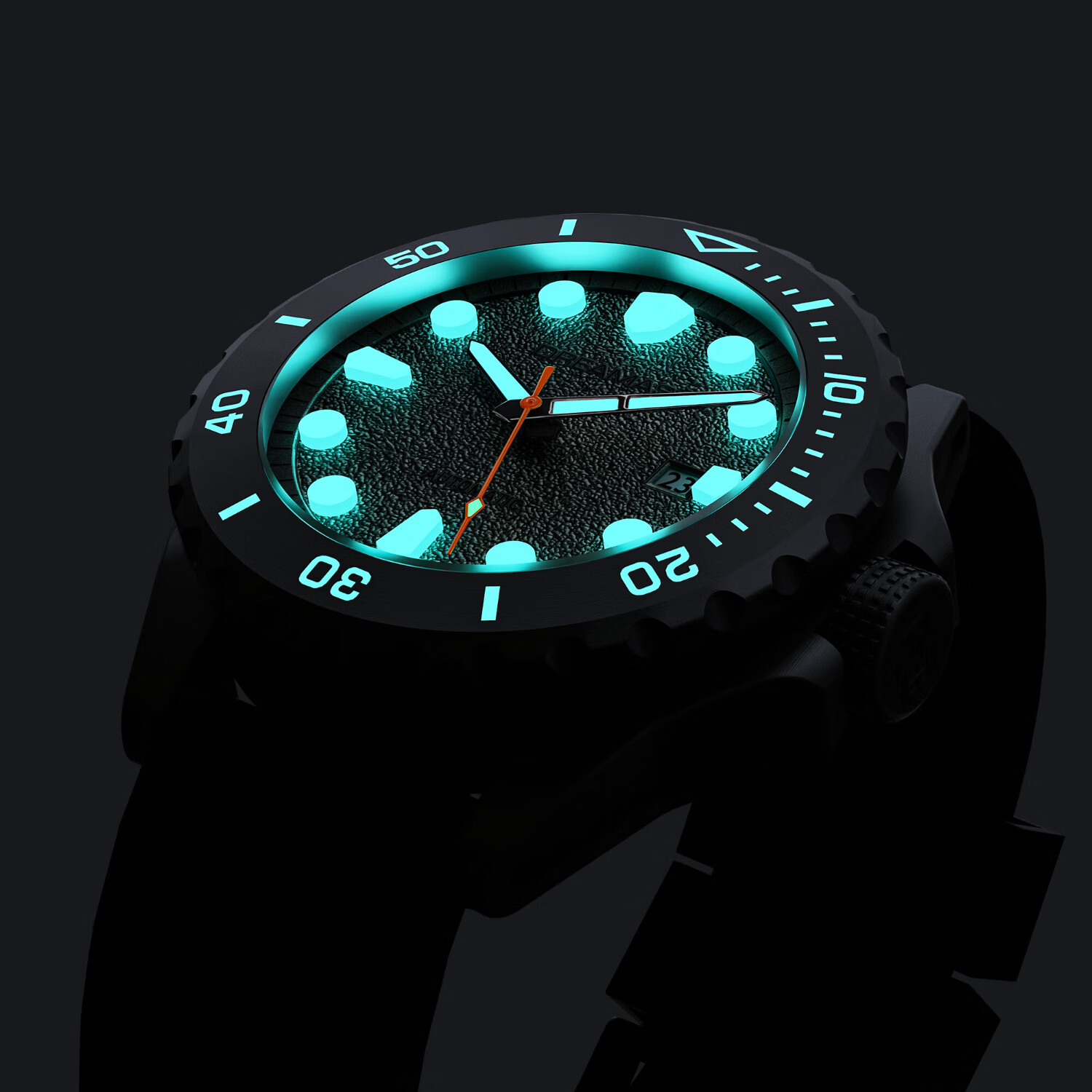 DREAMAS钛合金男士自动机械潜水表 500米防水 瑞士3D夜光 黄金沙表盘 白色 DMS8850