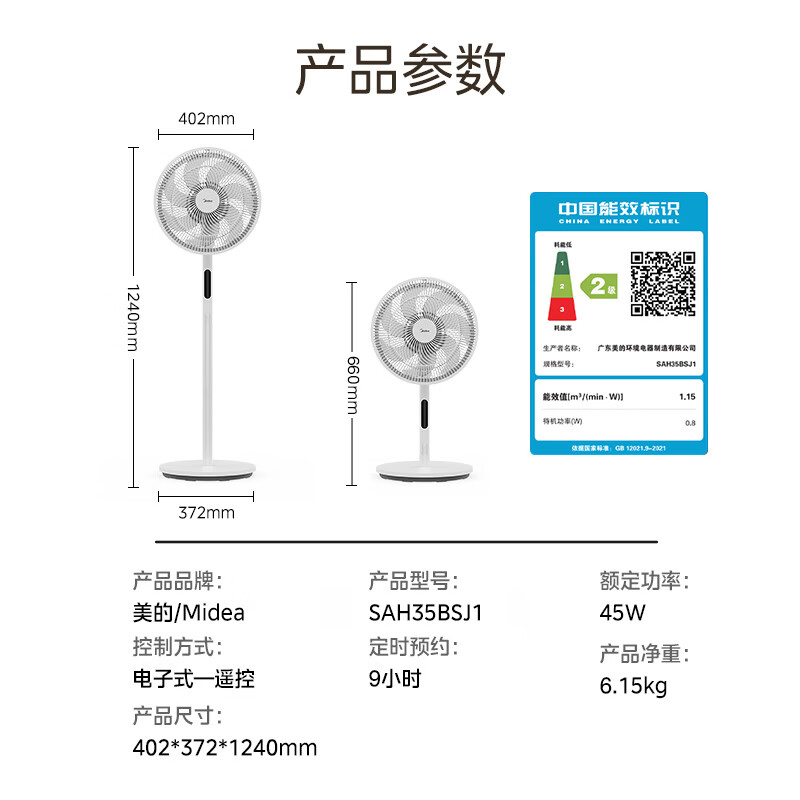 美的（Midea） 电风扇家用远距离大风量落地扇空气循环智能遥控摇头电扇宿舍轻音低噪立式节能风扇 【风量提升 电机升级】遥控定时（新品）